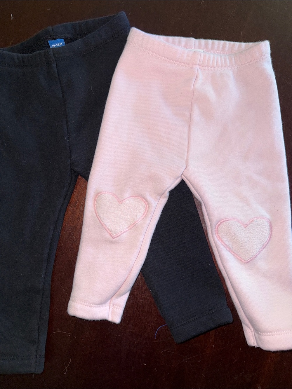 3 pairs ofOld Navy Pink, gray, and Black Heart Knee Patch Fleece Joggers